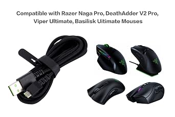 UNCLE LIGHT USB Charging Cable Replacement for Razer, Compatible with Naga Pro, DeathAdder V2 Pro, Viper Ultimate, Basilisk Uitimate Mouse, Data Sync & Power Supply