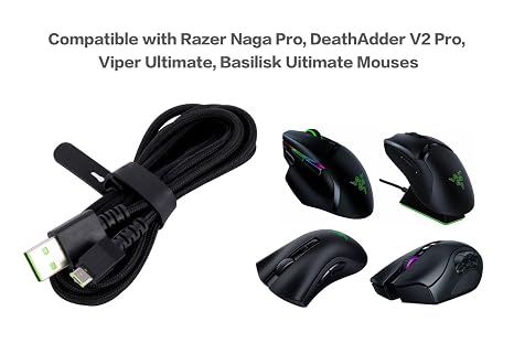 UNCLE LIGHT USB Charging Cable Replacement for Razer, Compatible with Naga Pro, DeathAdder V2 Pro, Viper Ultimate, Basilisk Uitimate Mouse, Data Sync & Power Supply
