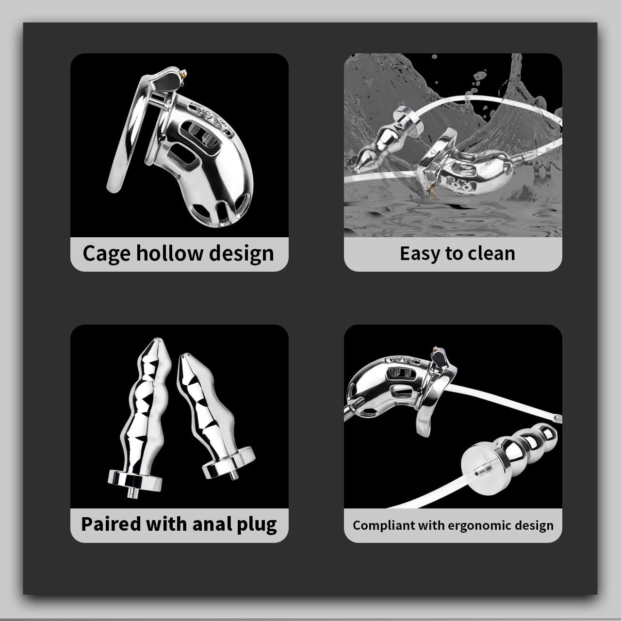 Chastity Cage Men Cage De Chasteté Métal Homme Petite Chastity Cage Pour Pénis Punition D'esclave Sextoyse Couple Plaisir (L,50MM)