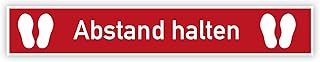 stempel-fabrik – Bodenaufkleber "Abstand halten" – Abstandsaufkleber für den Fußboden zur Wahrung der Diskretion – selbstklebende Bodenmarkierung mit Rutschhemmung (15 x 100 cm | Rot)