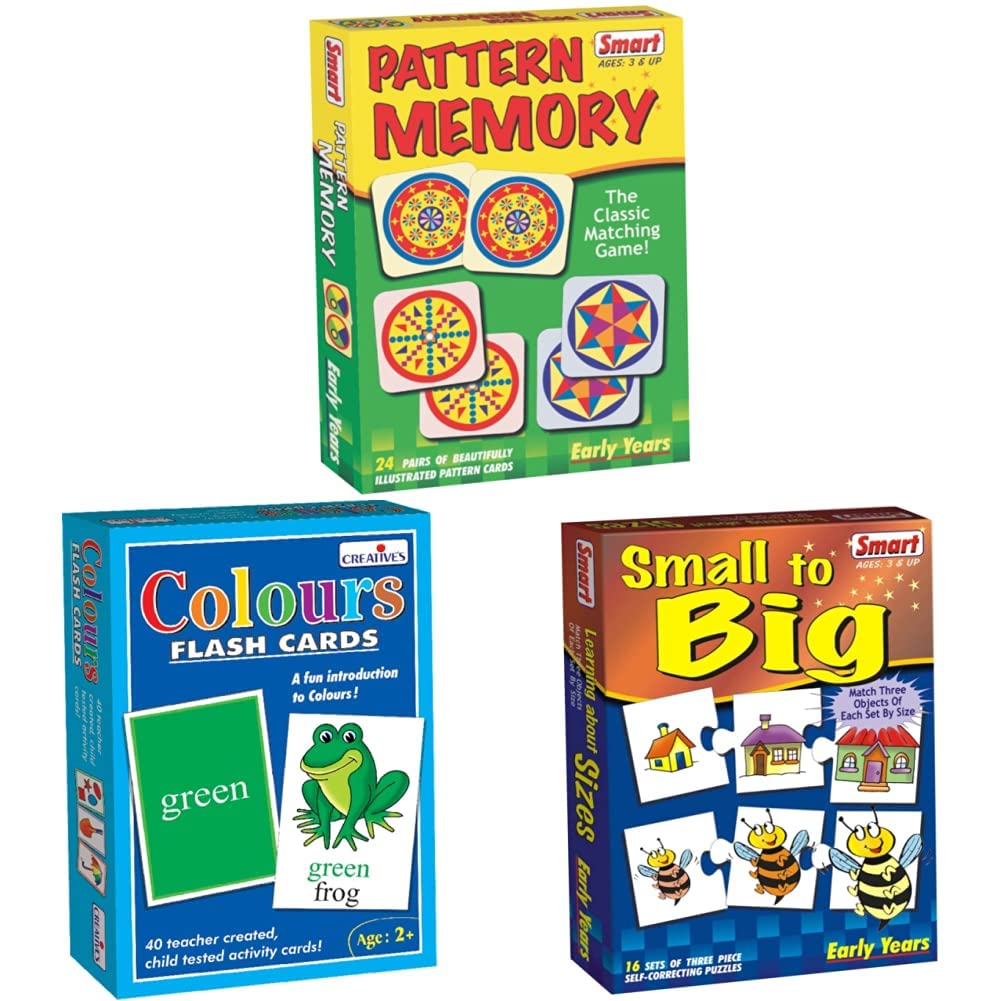 Smart Pattern Memory Educational Games & Puzzle, Multicolour & Creatives Colours Flash Cards (Multi-Color, 40 pcs) & Smart - 1012 Small to Big Puzzle (Multi-Color, 48 pcs) (B0BD439MKZ) Amazon Price History, Amazon Price Tracker