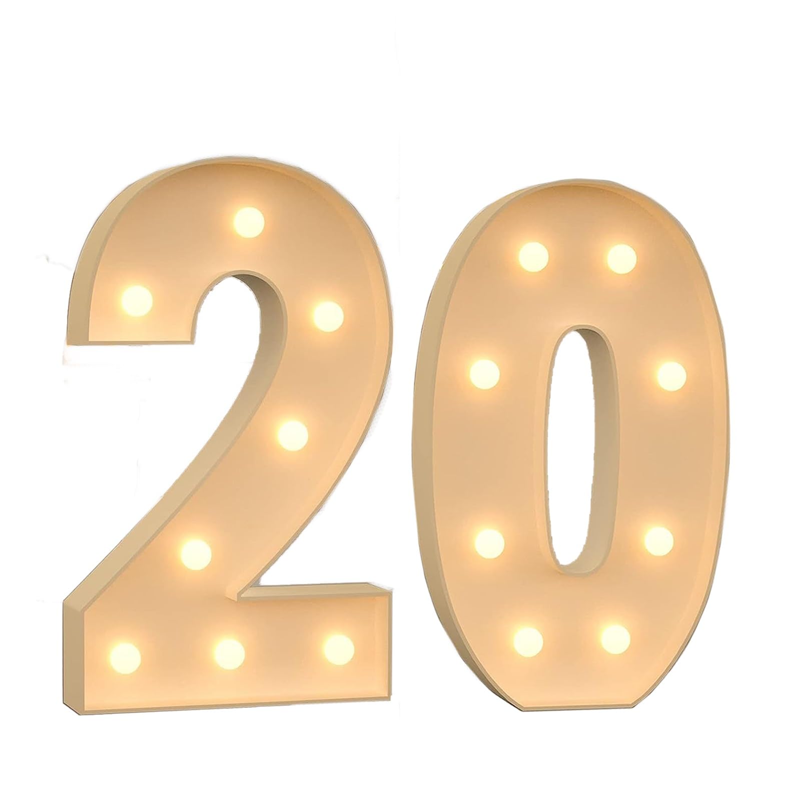 HYQFSAD Marquee Light Up Numbers LED Numbers Light Signs Large Pre-Cut Frame Mosaic Numbers for 18nd 20th 50th Birthday Anniversary Wedding Party DIY Decoration (Color : Number 20, Size : 70cm/2.3FT)