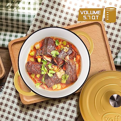 Enameled-Cast-Iron-Dutch-Oven-6-Qt-Dutch-Oven-Pot-with-Lid-Long-Lasting-Enamel-Dutch-Oven-for-Bread-Baking-Non-Stick-Bread-Dutch-Oven-Enamel-Cast-Iron-Cookware-Yellow-Dutch-Oven-6-Quart