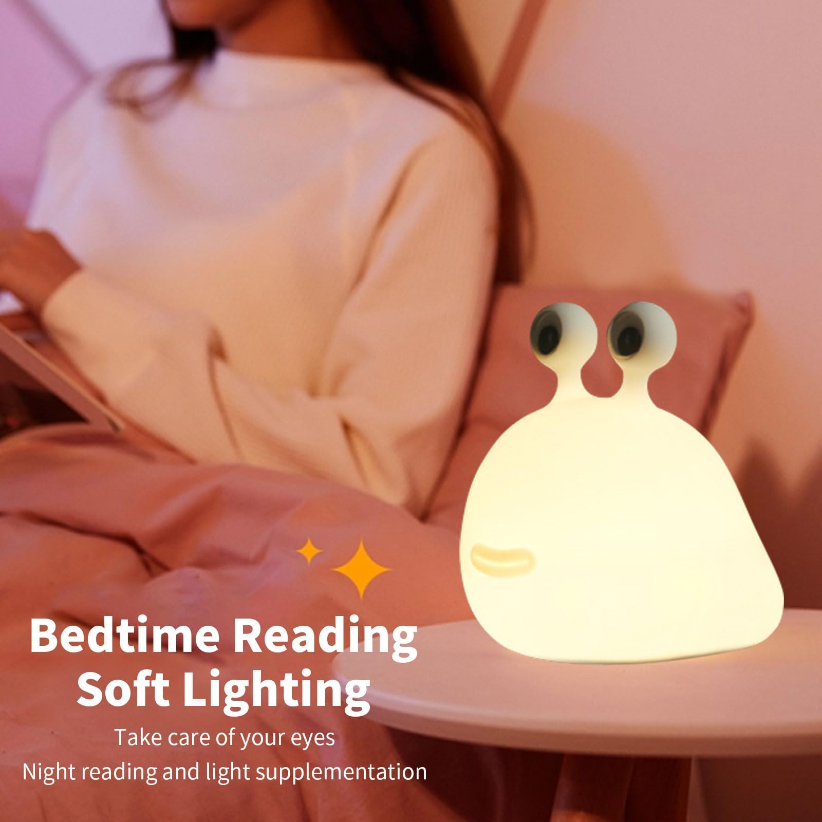 Slug Night Light Slug Lamp dla dzieci, bez BPA ABS i silikonowa lampa do łazienki, regulowana jasność i automatyczne wyłączanie, zabawny prezent na noc dla chłopców dziewczynek