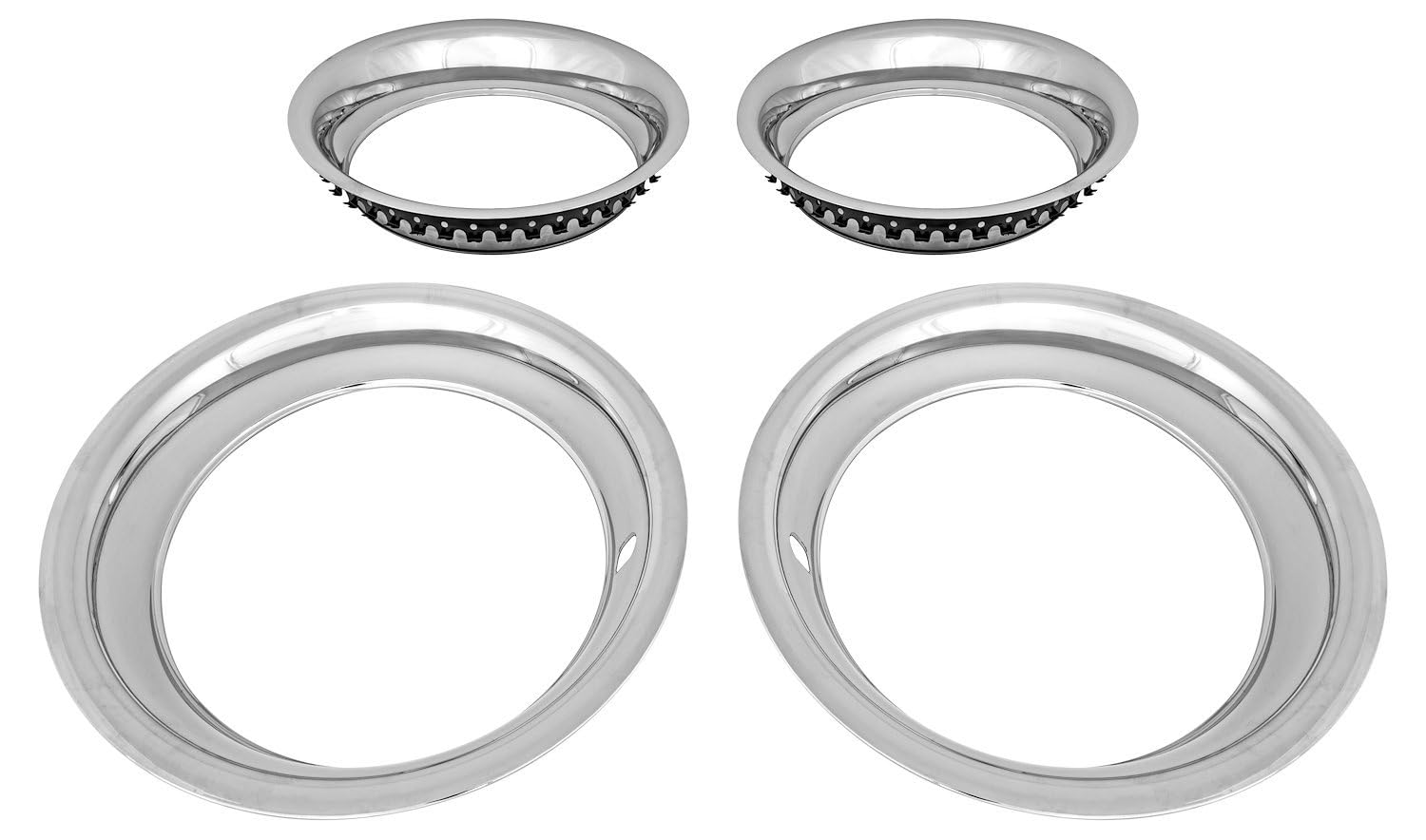 JEGS Stainless Steel Trim Ring Set Lip for 15 in. x 7 in. Wheels [4-Piece Set]