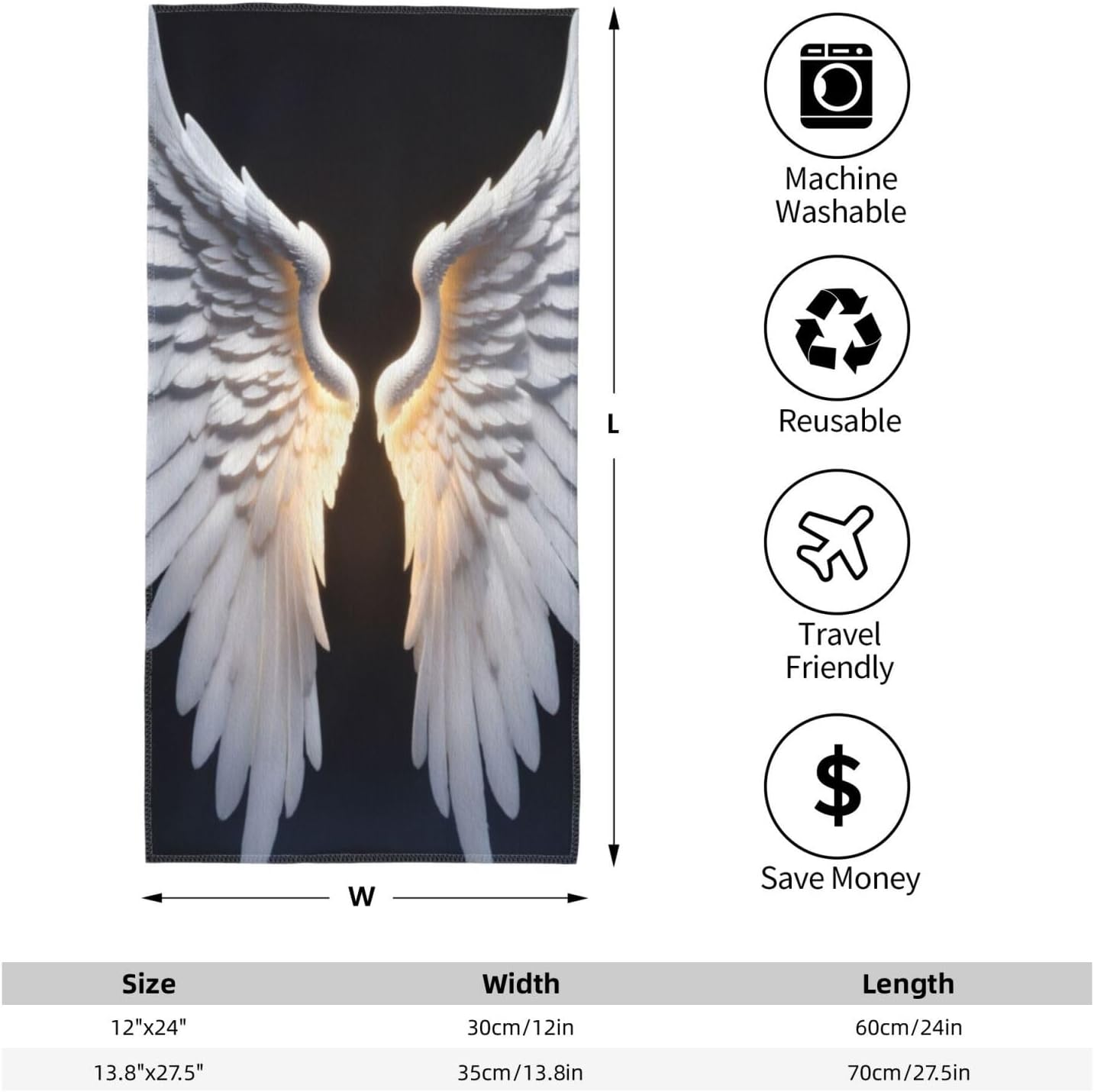Angel Wing Print Hand Towels for Kitchen, Decorative Bathroom Towels Decor Farmhouse Cute for Men Women Gifts