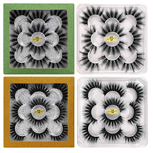 FANXITON False Eyelashes 2 Styles Mixed Fake Lashes Pack Fluffy Volume 3D Faux Mink Lashes 10 Pairs with Glitter Eyelash Box