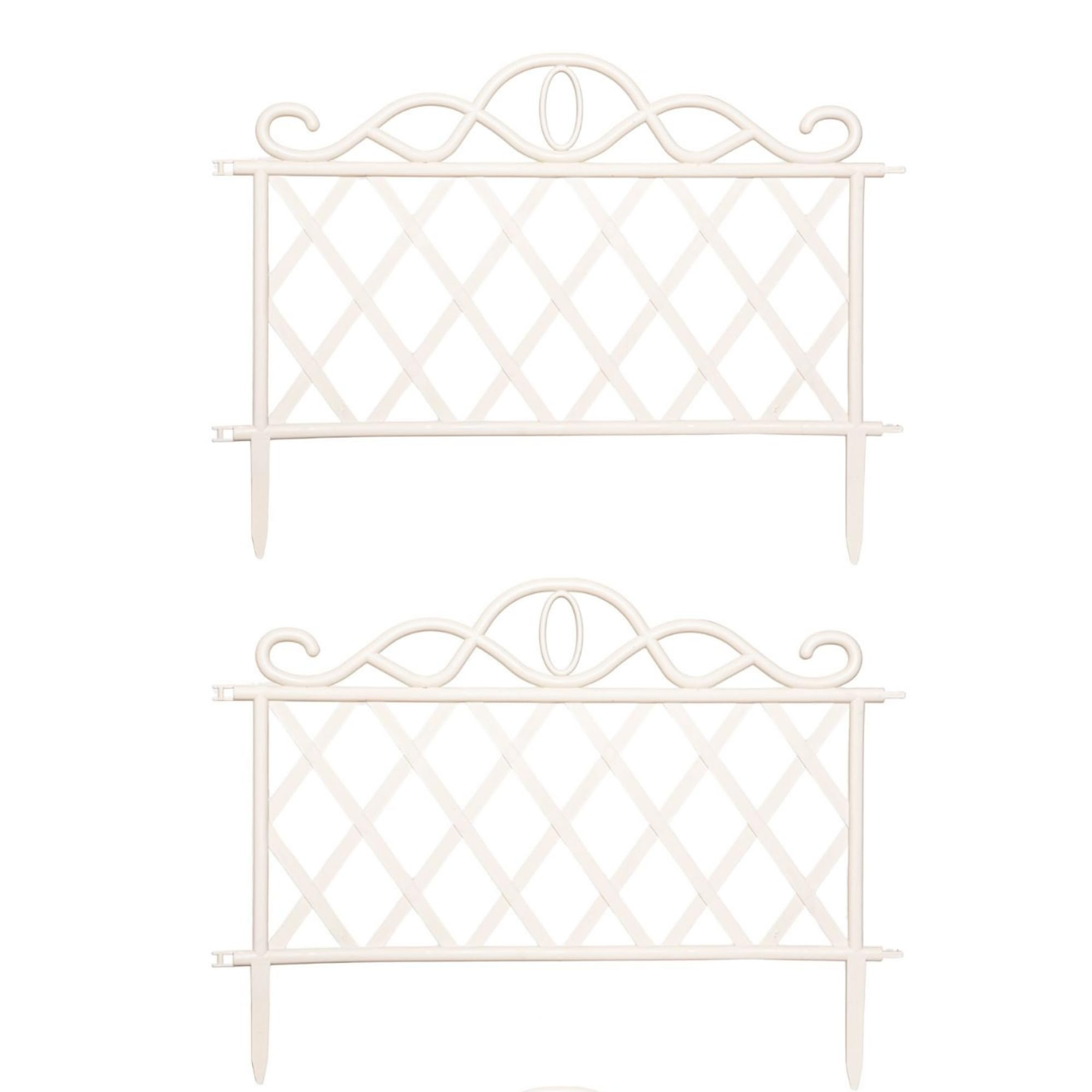 Multiple Pack of White and black Plastic Garden Border Lawn Fence Edging (12, WHITE)