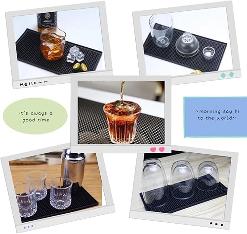 Miniatura 5 de Tapete de barra de 12 x 6 pulgadas, tapete de goma para servicio de bar de cóctel, juego de 2 alfombrillas de café o encimera, tapete de secado de