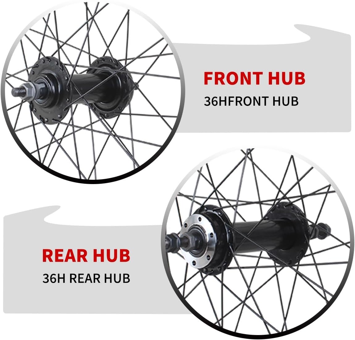 Snow Bike Wheel Set 20/24/26X4.0-4.9'' Fat Bike Wheelset Ebike Beach Bikes Front Rear Wheel Aluminum Alloy Rim 36H Disc Brake Hub Quick Release 135mm/195mm for 7-12s Cassette