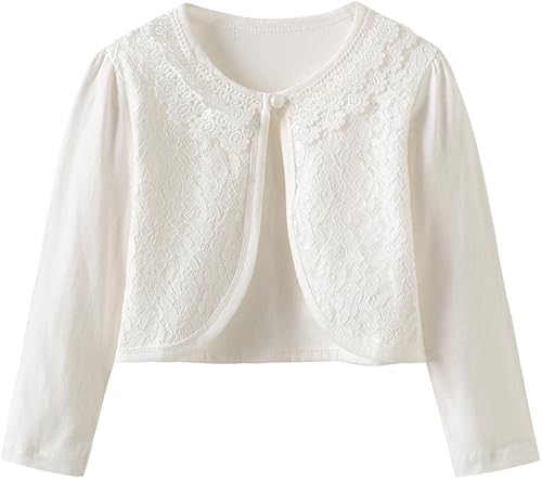 Little Girls' Long Short Sleeve Lace Bolero Cardigan Shrug Dress Cover up 2-11 Years