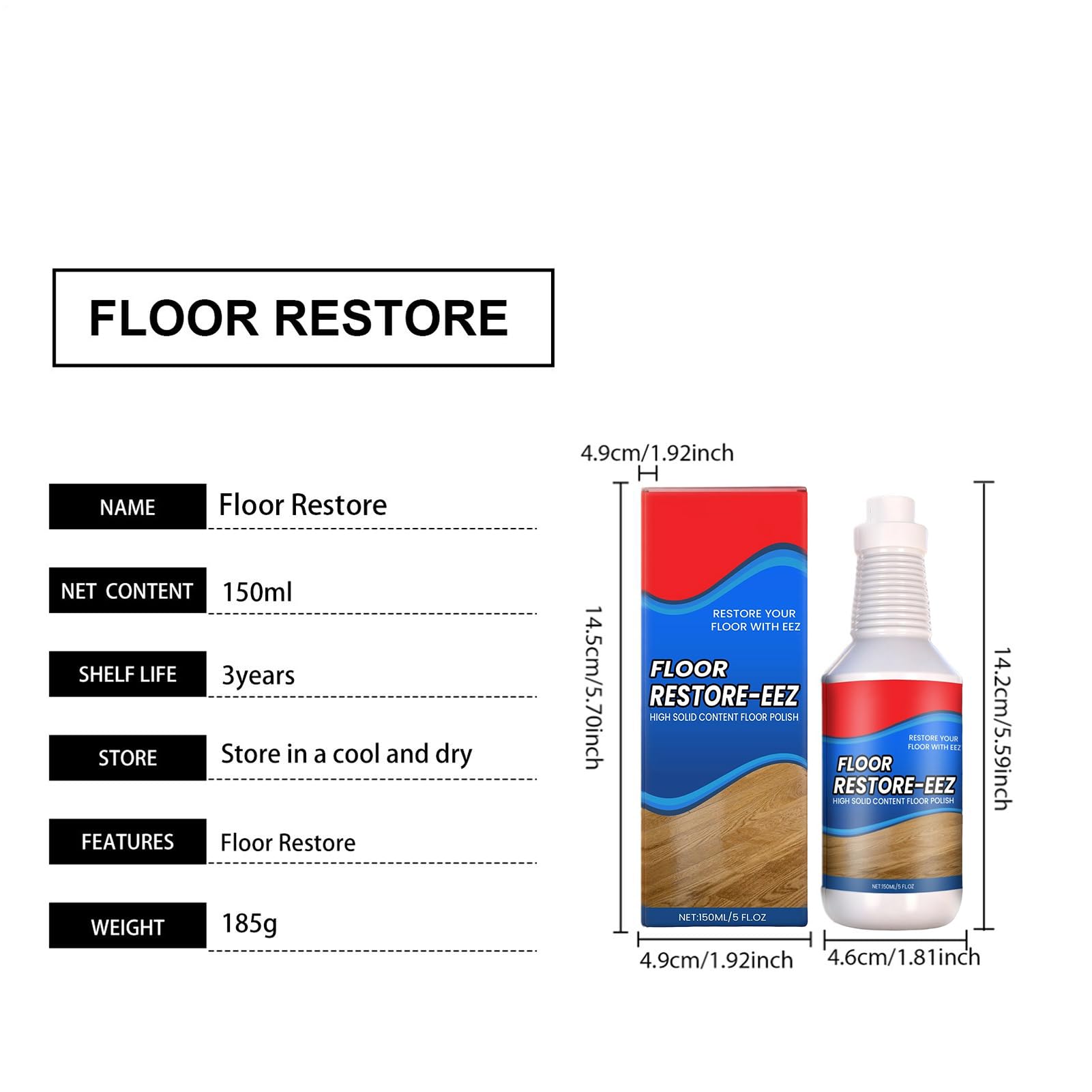Floor Restore Eez, 150ml Solution De Restauration Des Sols, Rénovateur Pour Sols En Bois, Liquide Rénovation Floor, Agent Protection Floors Nettoyant Réparateur Anti-Rayures Pour Parquets Stratifiés