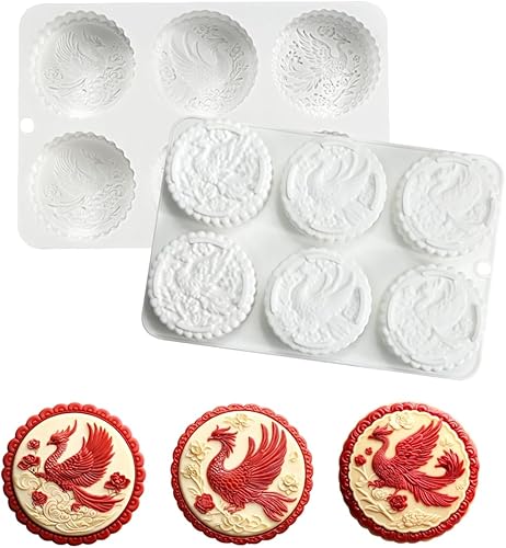 Miniatura 9 de Molde de silicona para mousse redondo de fénix flexible para fondant para postres, chocolate, decoración de pasteles, fabricación de dulces, molde