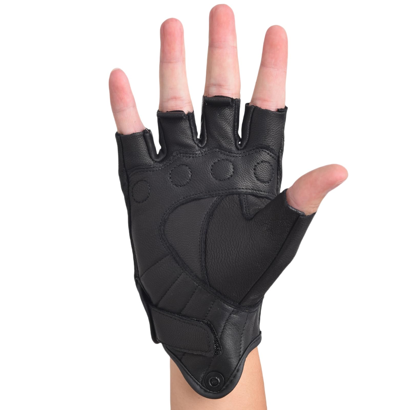 Mitaines en cuir noir pour homme, gants d'équitation, de moto, de conduite d'été, de cyclisme, demi-doigts