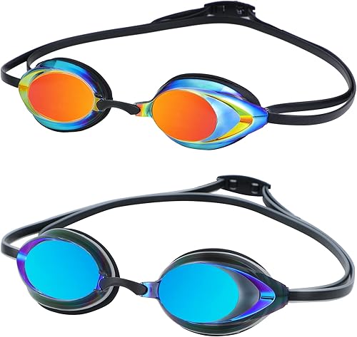 Gafas de natación, paquete de 2 gafas de natación antivaho con protección UV sin fugas para adultos, hombres, mujeres, jóvenes