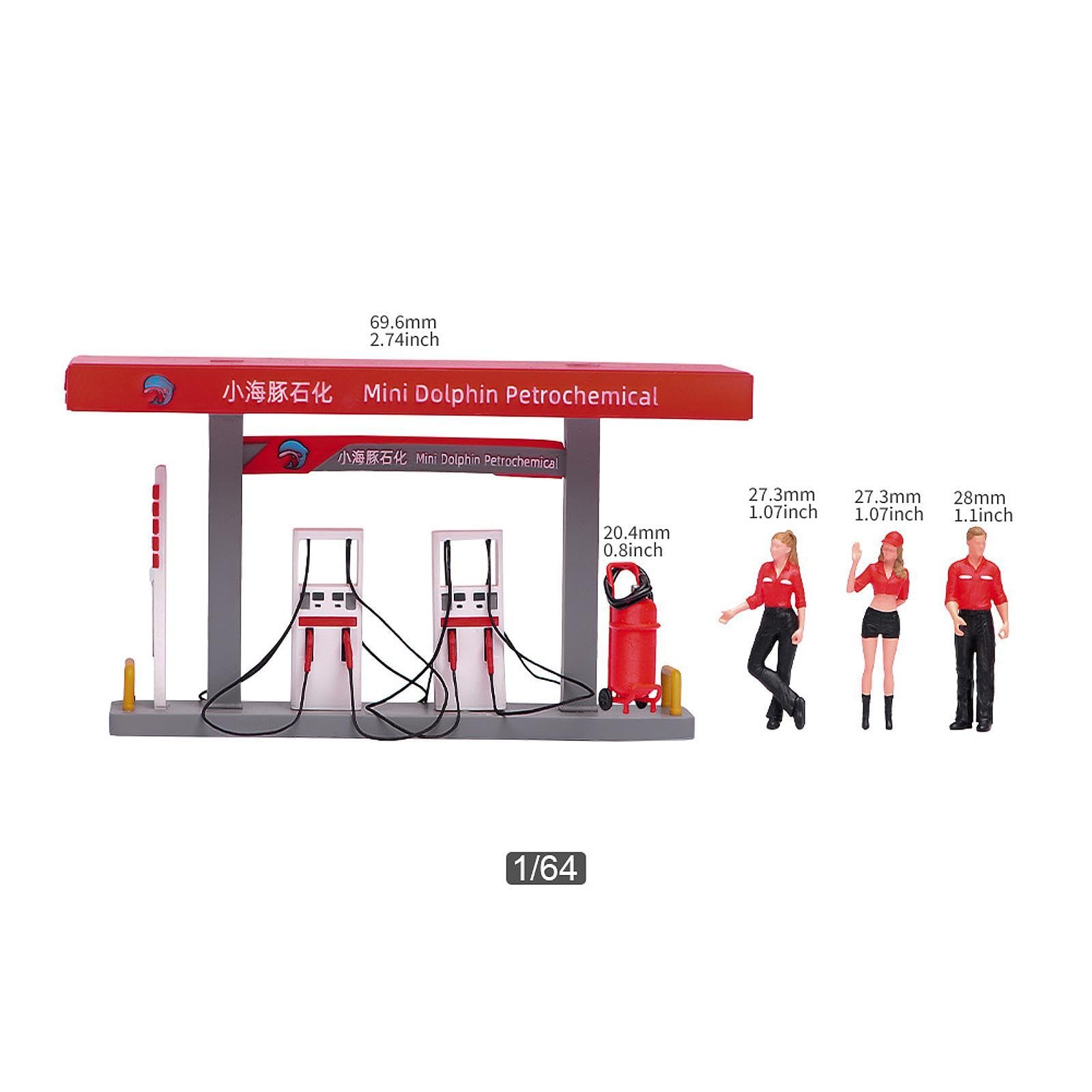 3 Pezzi Miniatura Figura Persone Benzinaio Diorama Personaggi Paesaggio Ferroviario in Resina Fatto a Mano per Collezionisti Adatto a Esposizi, Rosso