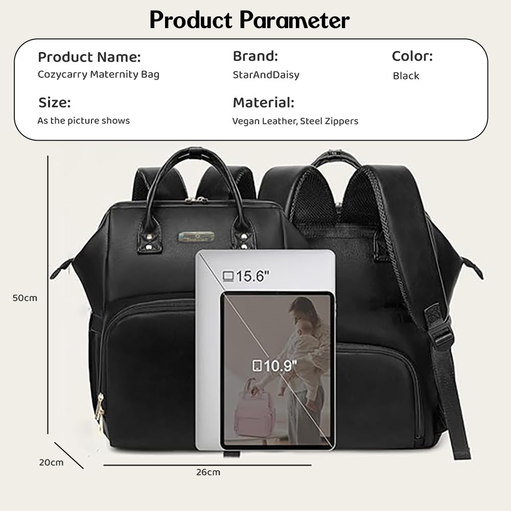 StarAndDaisy Diaper Bag for Mothers for Travel/Premium Vegan Leather Diaper Bag with Easy Acess Mobile Pocket, 26L Waterproof Baby Bag for Mother Travel with 16 Multipurpose Pockets 3