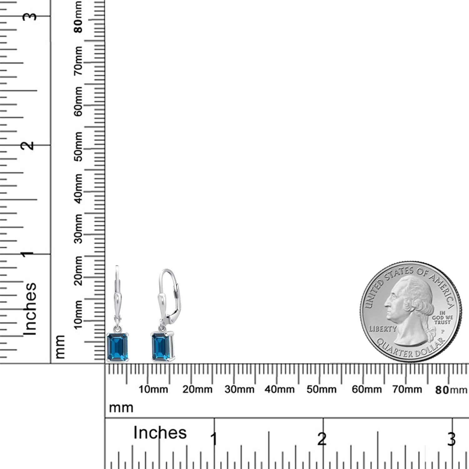 Gem Stone King Drop Dangle Leverback Earrings for Women | 925 Sterling Silver | Gemstone Birthstone | 7X5MM Emerald Cut | Fine Jewelry Gifts for Her Mom Women Wife - Image 3