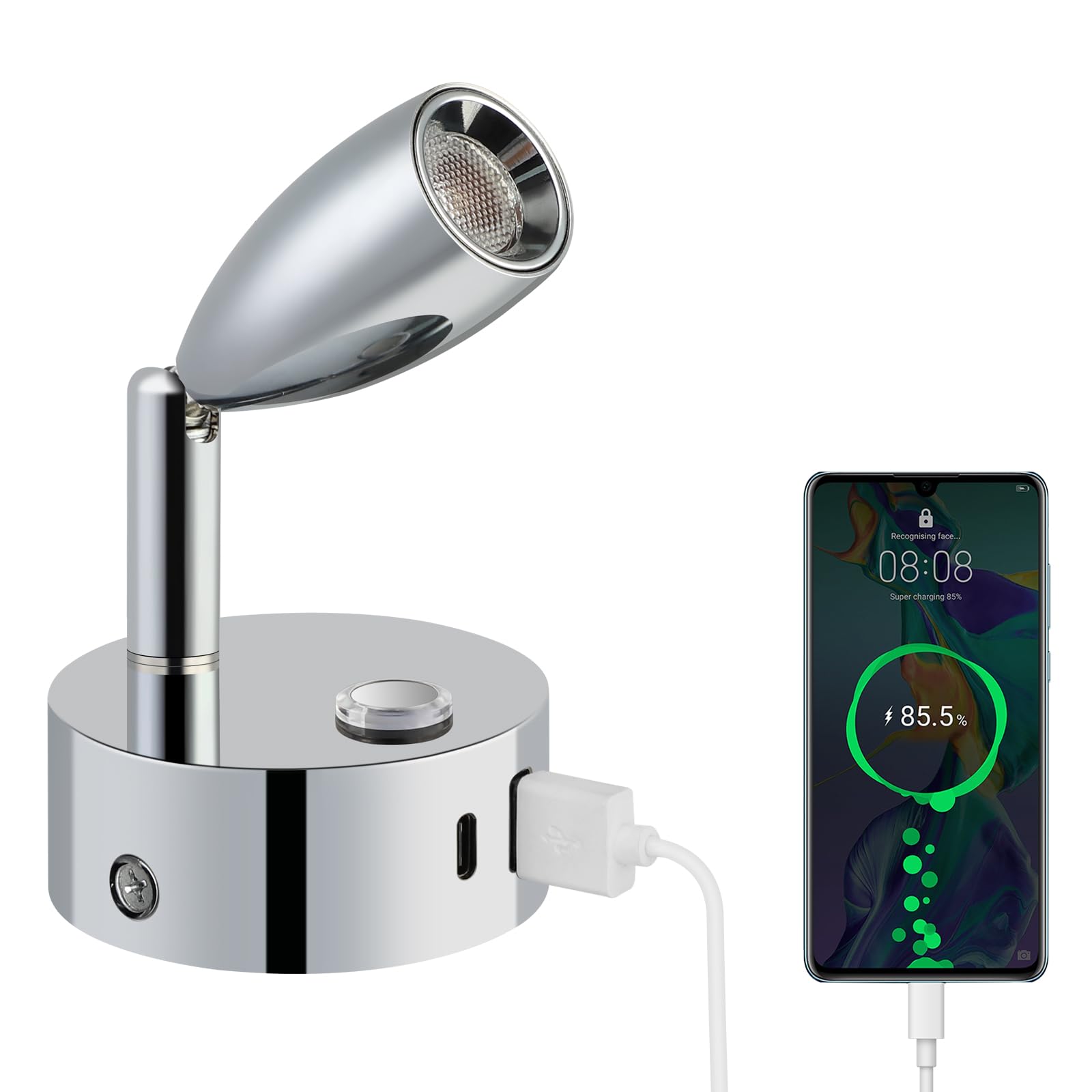 ERWEY 2 Stück LED 12V Leselampe Wohnmobil Touch Dimmbar 3000K-6000K