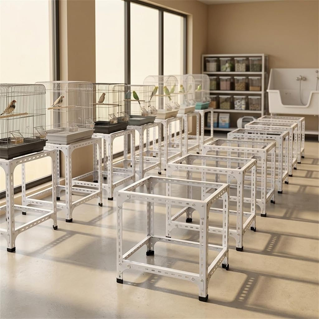 Support cage à oiseaux en métal blanc, pied multifonctionnel pour cage à oiseaux , 60cm*40cm Haut 30cm