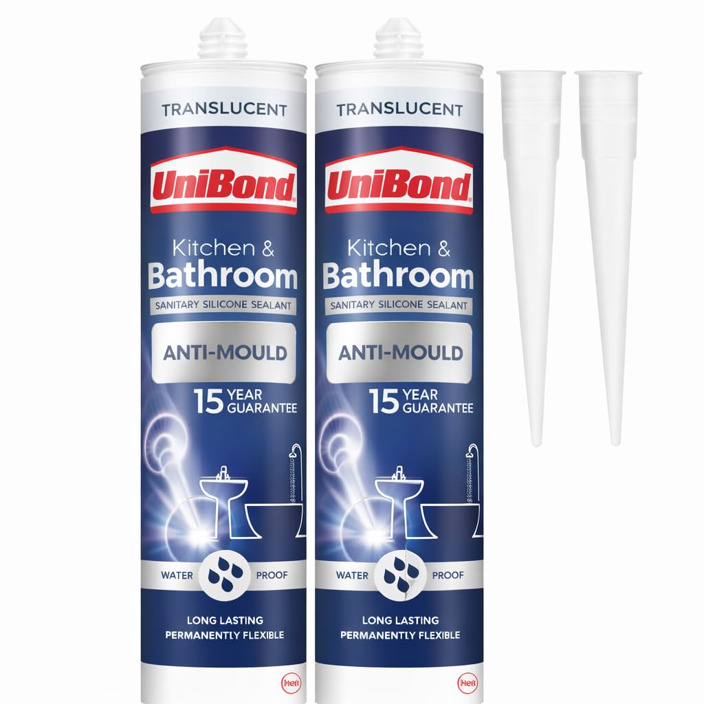 Anti Mould Translucent Silicone Sealant 2 x 274g | Waterproof Mould Protection | Long Lasting Sealant for Kitchen & Bathroom | Bath & Shower Use