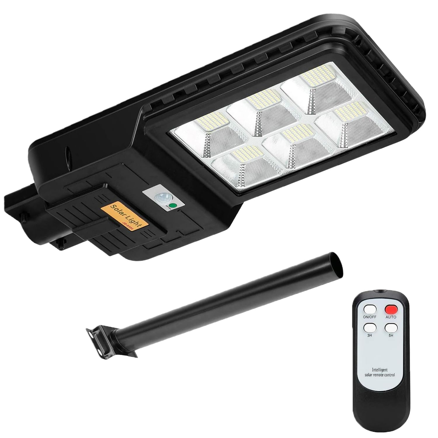 LED Solar Street Light 300W Outdoor Motion Sensor and Remote 35000LM Dusk to Dawn Parking Lot Flood Lights with 6500K Powered IP65 Waterproof for Garage,Yard,Playground