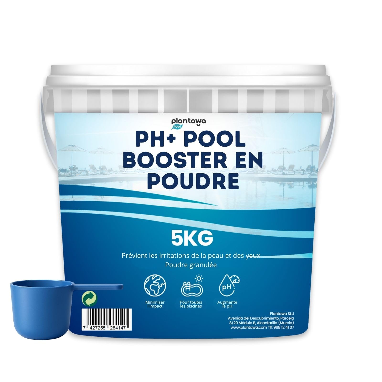 PLANTAWA Incrémentateur de pH en Poudre 5 kg | pH Plus Piscine et Spa | Correcteur pH+ Plus Piscine pour Augmenter Le pH de l’Eau | Régulateur pH Plus pour Entretien Bassin Intérieur et Extérieur
