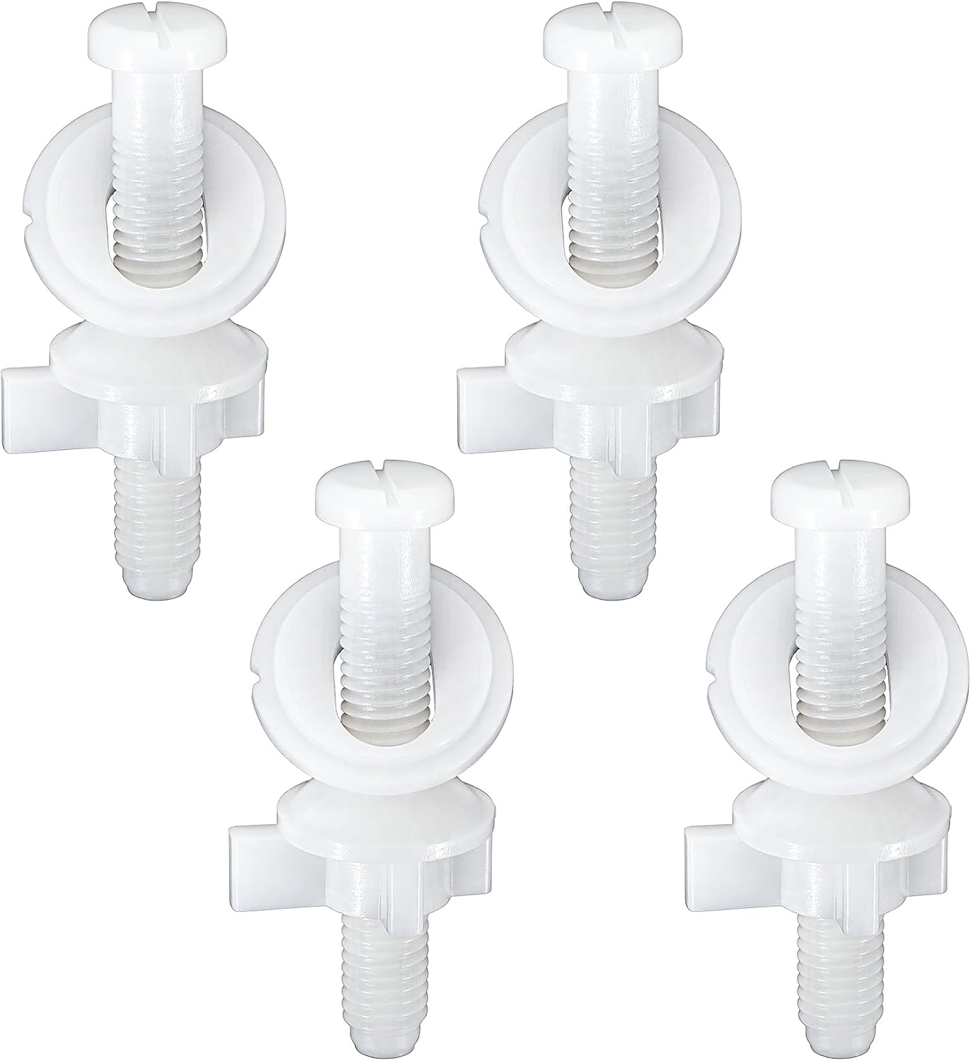 4 Pack Toilet Seat Screws Replacement Kit, Plastic Toilet Lid Screws with Nuts & Washers, Compatible with Most Top Mount Toilets Seat Hinges