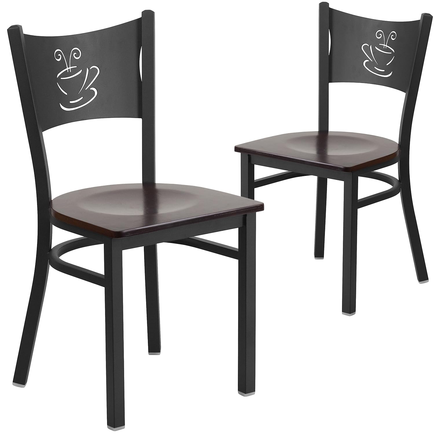 Flash Furniture Walnut Wood Seat/Black Metal Frame / Set of 1 / Traditional Chairs