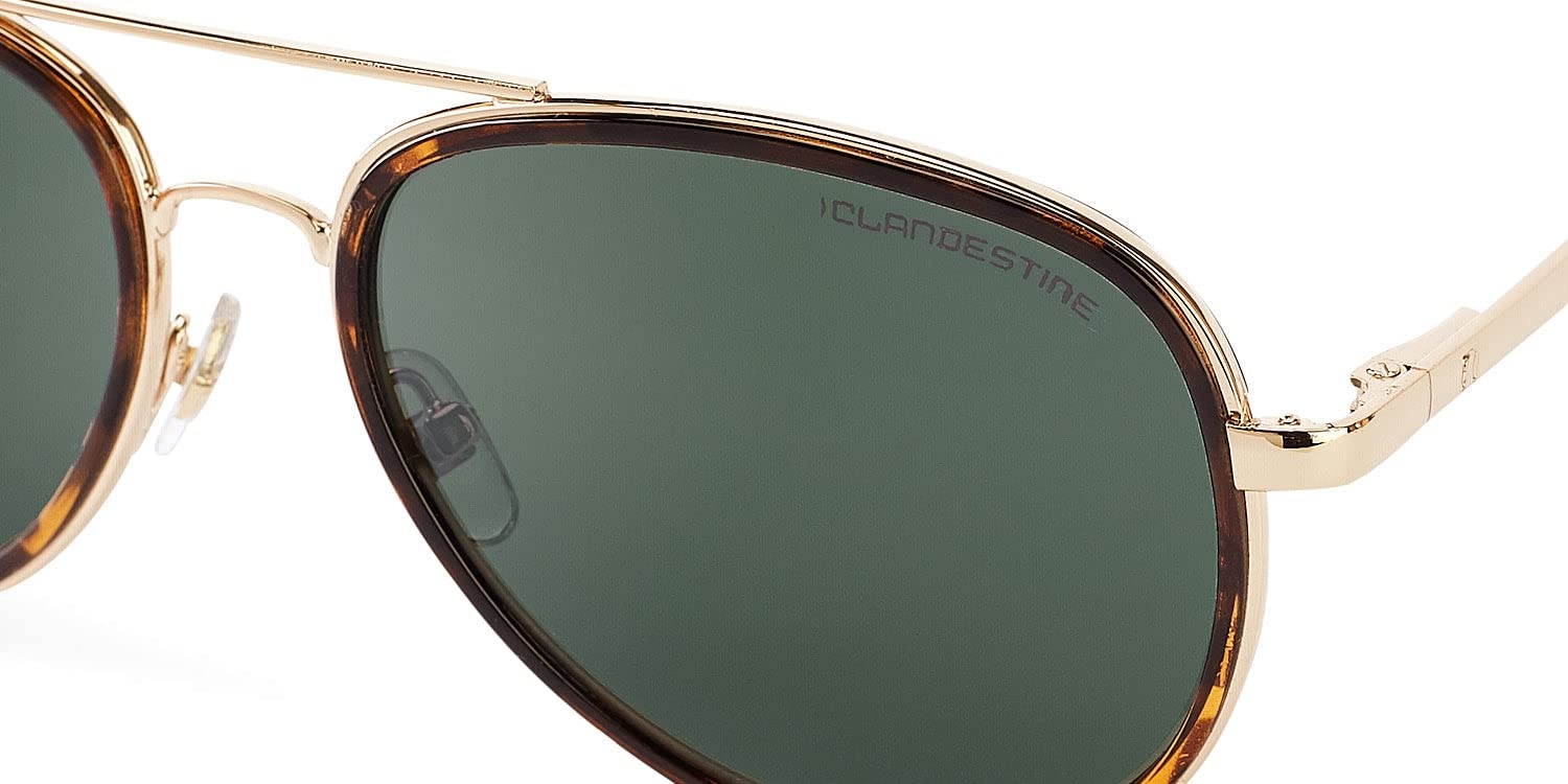 CLANDESTINE - Gafas de Sol Unisex - Modelo Pilot - A15 - Lentes de Nylon HD y Montura de Acero Inoxidable - Talla Única - 144 mm x 51 mm
