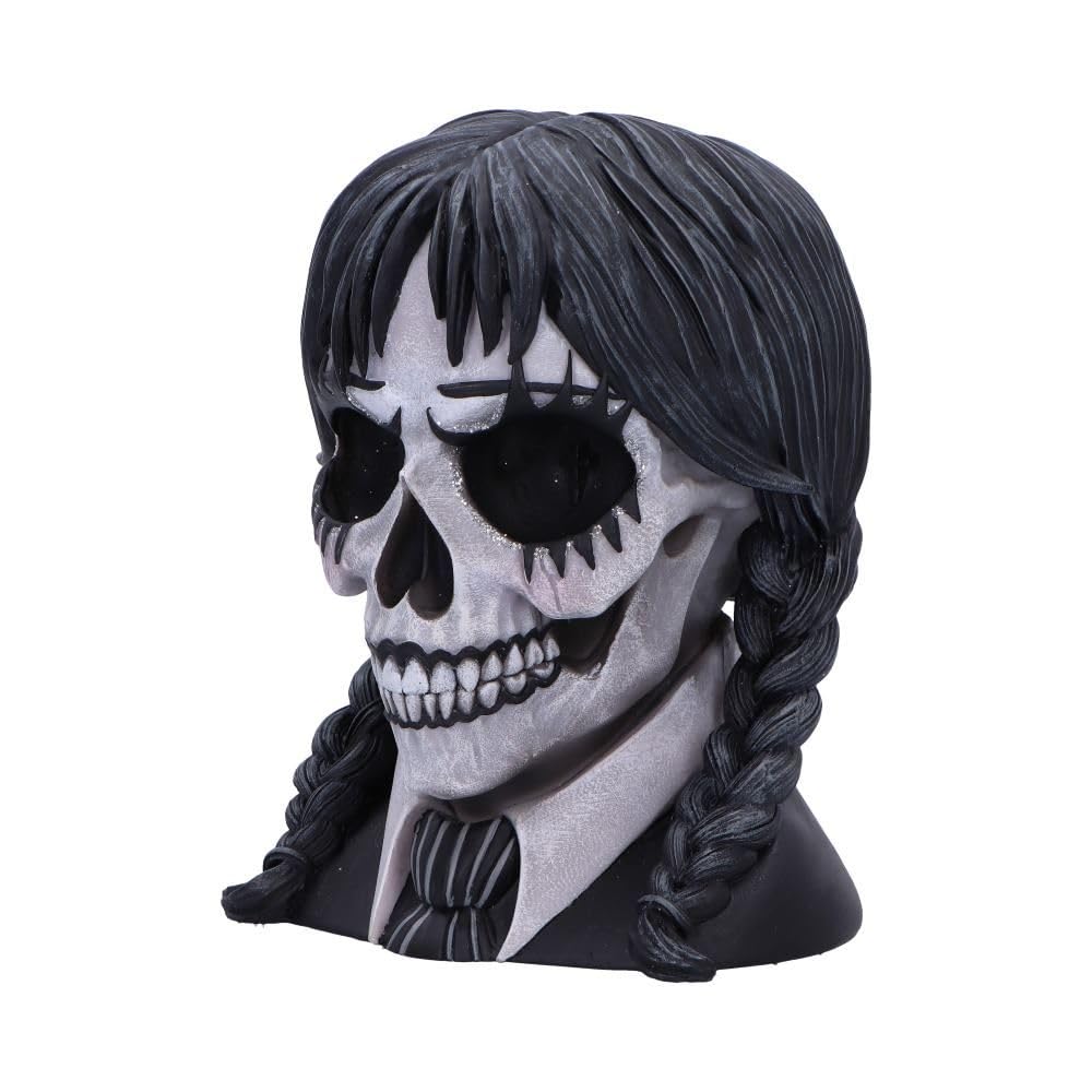 Nemesis Now Cráneo deslumbrante oscuro, esqueleto gótico, busto pintado a mano