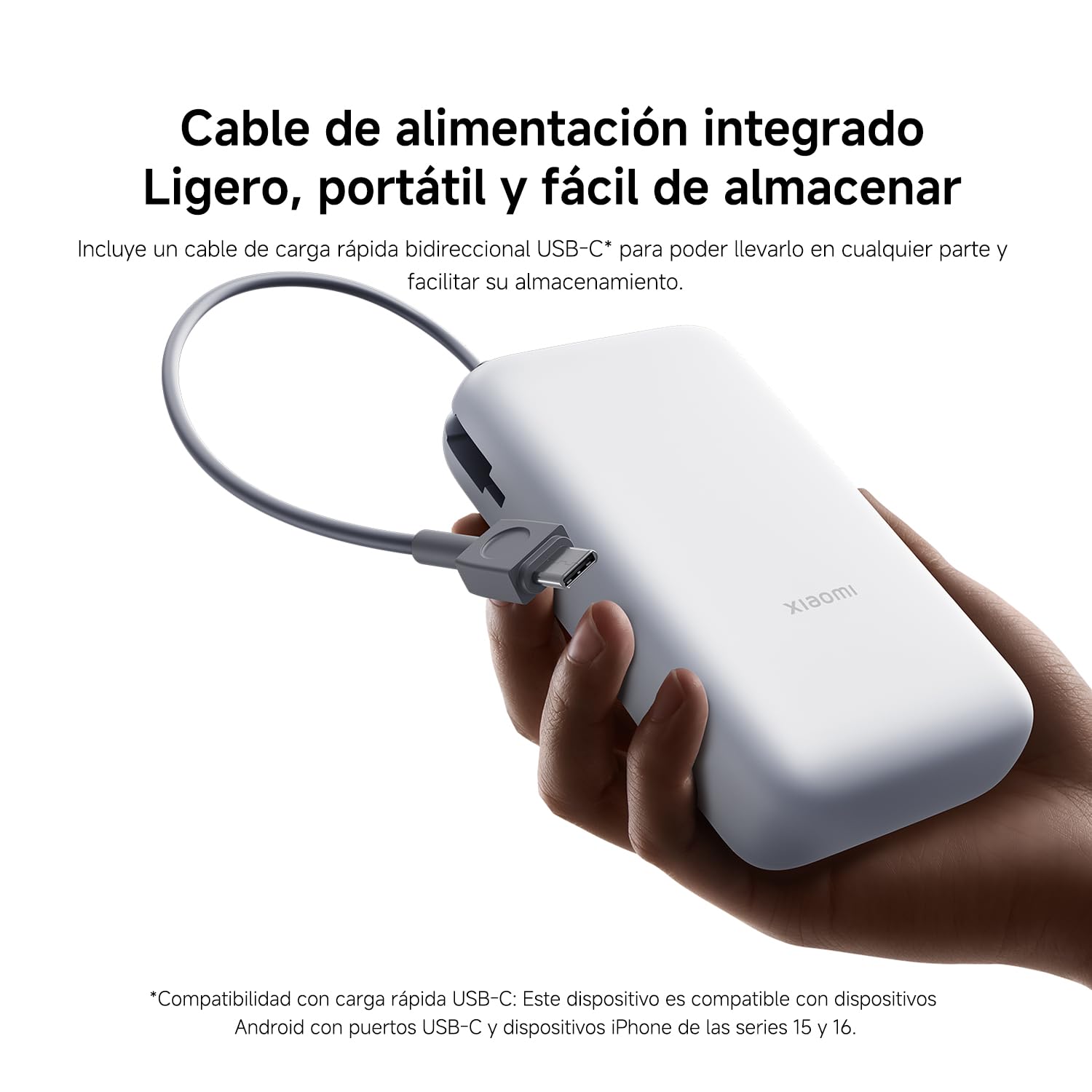 Xiaomi 22.5W Power Bank 20000mAh (Integrated Cable) Gris Claro