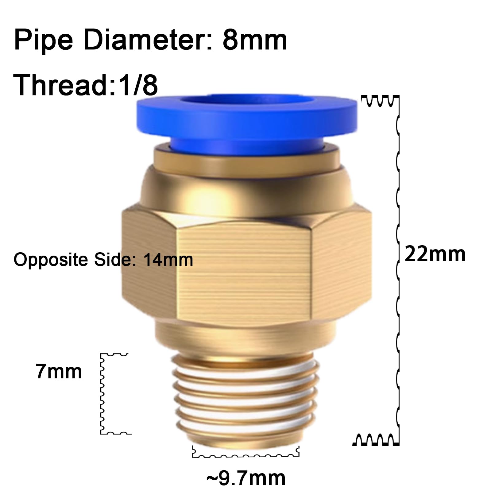 Raccordo a innesto SENRISE 1/4" 1/8" 3/8" 4mm 6mm 8mm 10mm Raccordi pneumatici filettati maschio Raccordo a sgancio rapido aria raccordi per l'industria automatica 10pcs (8mm 1/8")