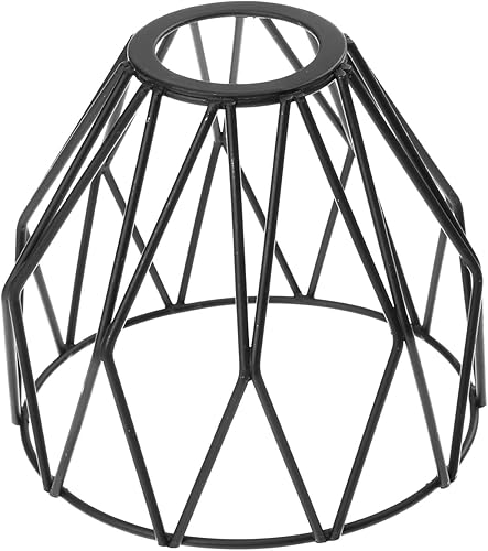 Housoutil Pantalla de lámpara de alambre de hierro, cesta de lámpara de alambre de metal, jaula de bombilla industrial antigua, estilo vintage,