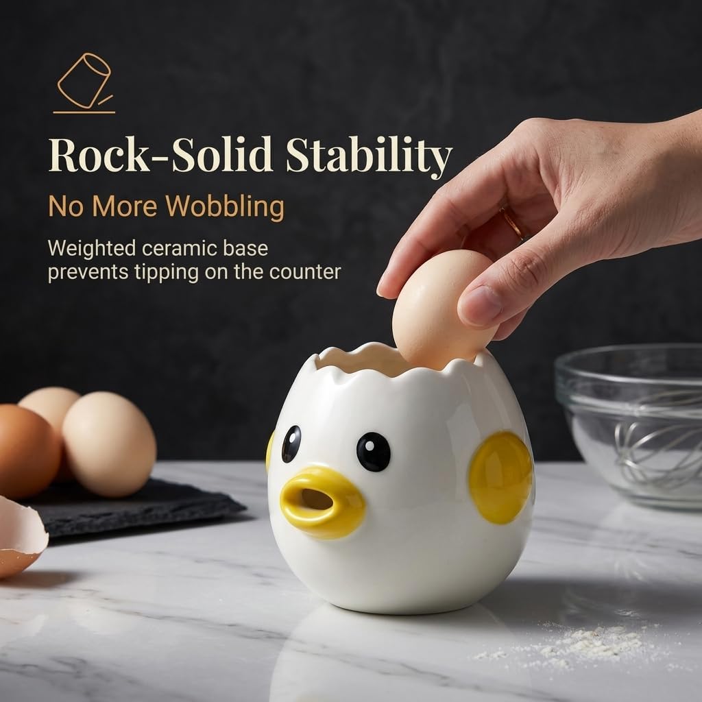 Ceramic Egg Filter Splitter, Funny Vomiting Chick Yolk White Separator