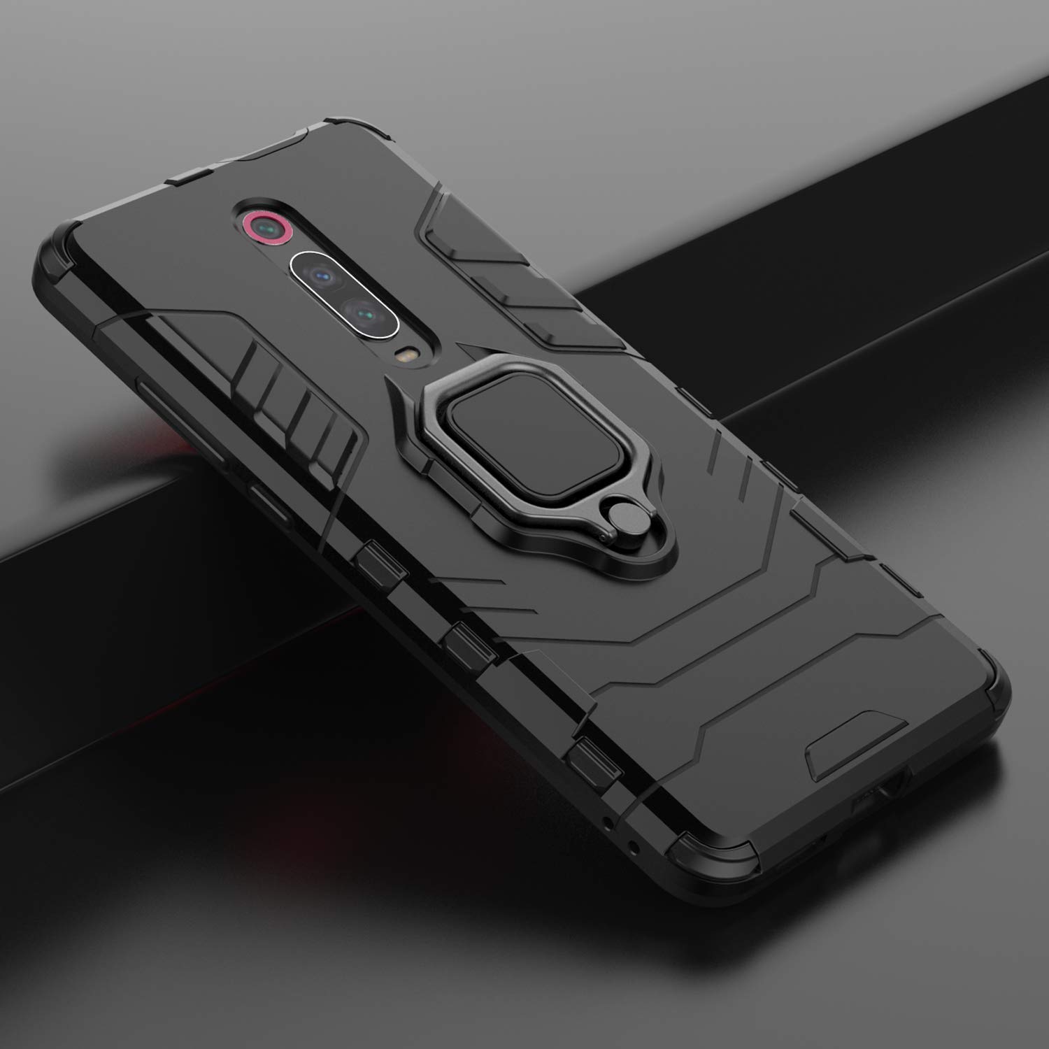 AKABEILA Handyhülle Für Xiaomi Mi 9T – Mit Fingerringgriff, Metall-Halter, Stoßfest, Hybrid-Schutz