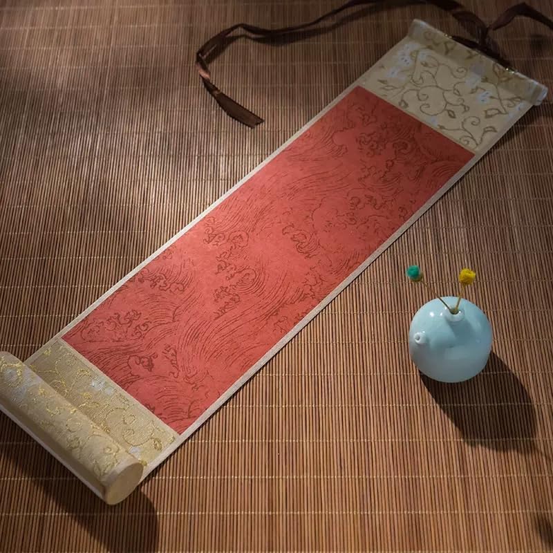 Mini Calligraphy Scroll Blank Half Rice Sumi Xuan Paper Hanging Scroll for Chinese Japanese Writing Drawing Art Supplies (G 35X10cm)