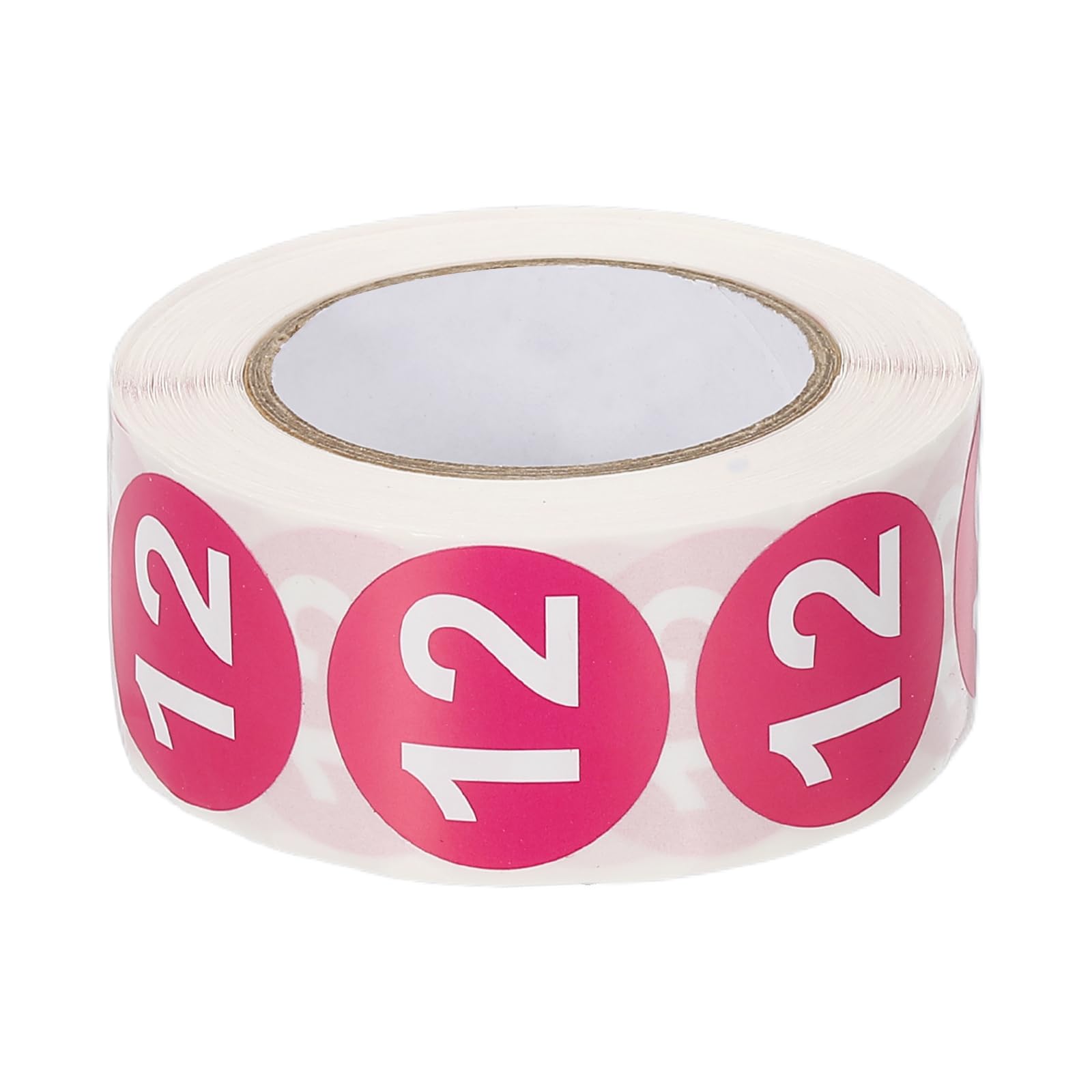 PATIKIL 1 Inch Number 12 Stickers, 500 Labels Circle Dot Stickers Adhesive Home Organization Warehouse Office Management, Pink