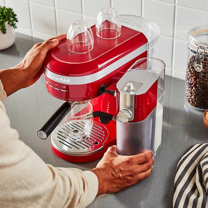 KitchenAid Metal Semi-Automatic Espresso Machine and Automatic Milk Frother Attachment