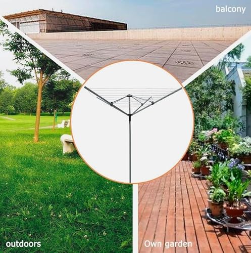 Rotary 4 Arms Aluminium & Powder-Coated Washing Line – Heavy Duty Outdoor Folding Clothes Airer Garden Laundry Drying Rack PVC Coated Line With Ground Spike & Cover (45M Rotary Airer) - Image 9