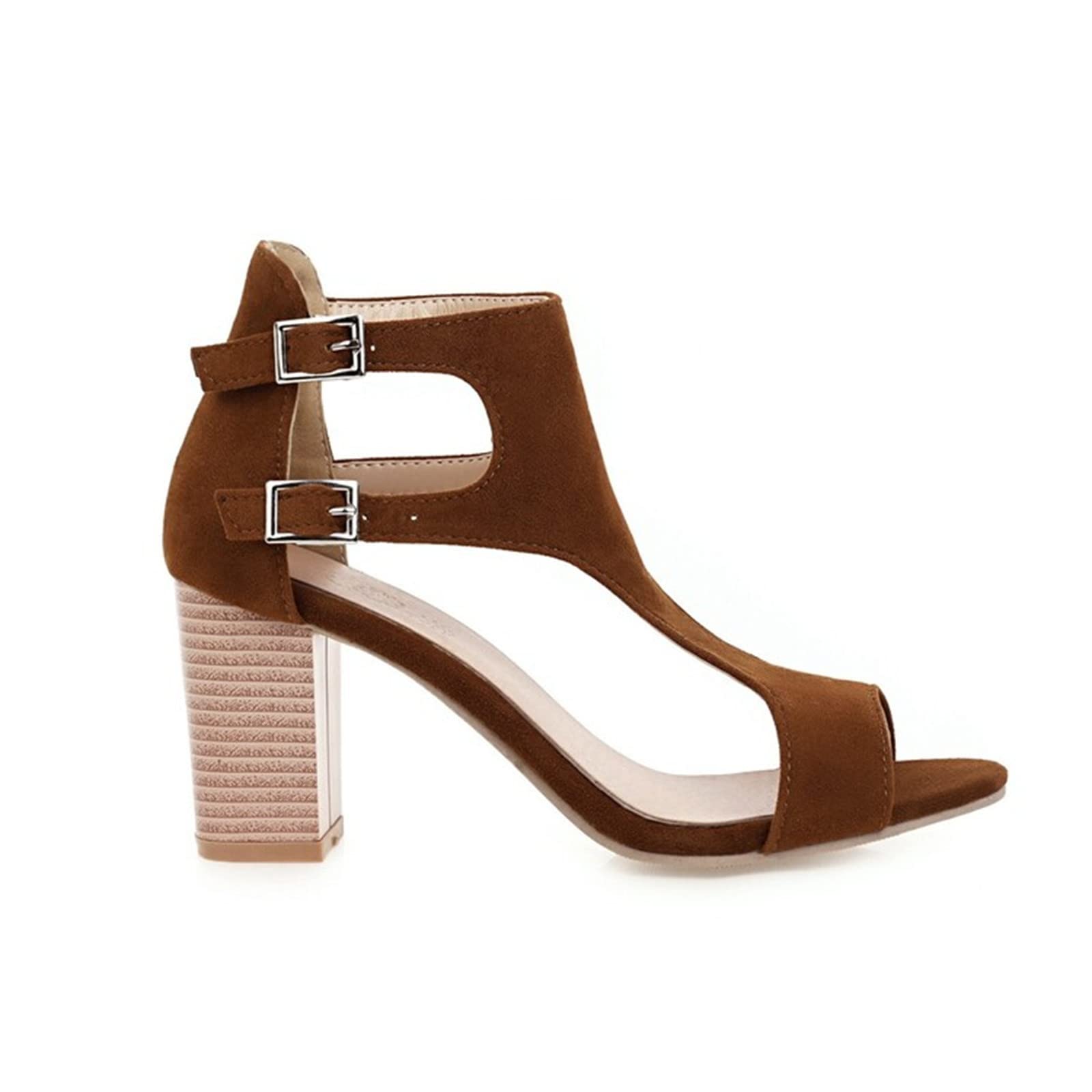 Sandali Donna Estive Zeppa Estive Plateau Comodi Sandali romani con tacco e fibbia a bocca di pesce in pelle scamosciata tinta unita donna Bassi Gioiello Scarpe Zeppa