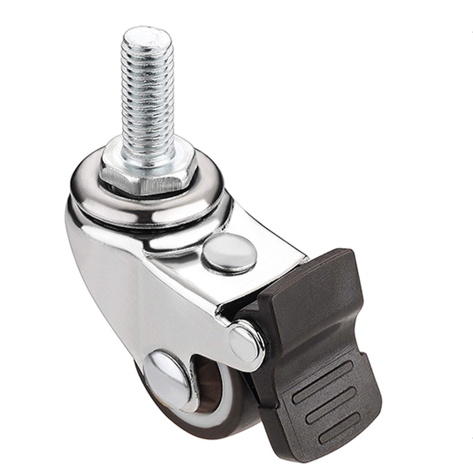 Genérico Ruedas Universales con Freno, Ruedas De Goma Silenciosas, Capacidad De Carga De 45 Kg, Ruedas para Muebles con Varilla Roscada, Ruedas para Soportes De Flores (M6×15mm)