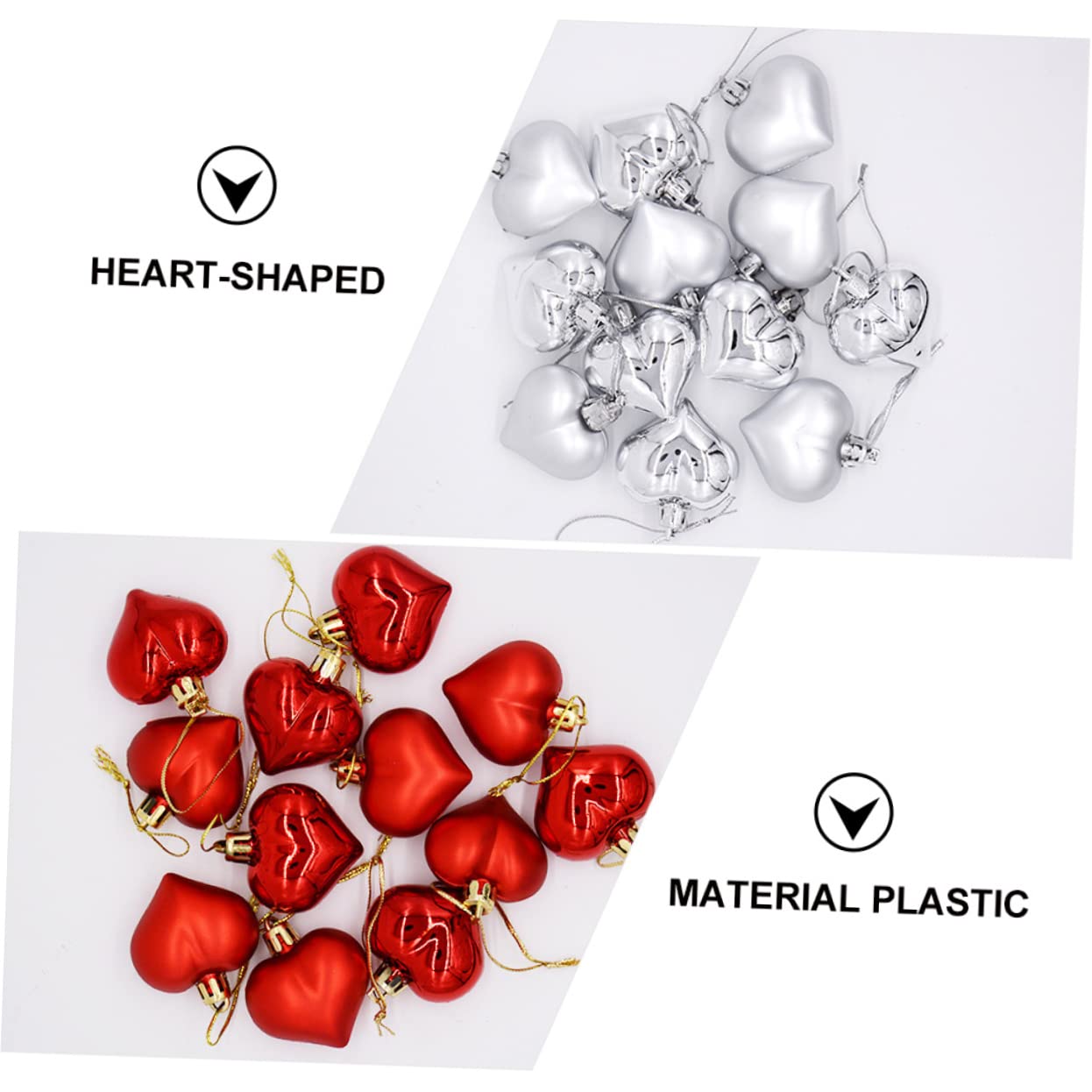 Abaodam 108stücke Teiliges Herzform Kugel Für Valentinstag Und Weihnachten Bunte Dekorationen Für Hochzeiten Und Zuhause Rot Silber