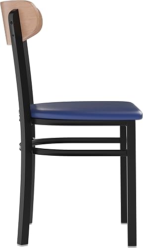 Miniatura 226 de Flash Furniture Wright - Silla de comedor de grado comercial, asiento de madera maciza con acabado de nogal y respaldo de boomerang, 500 libras de