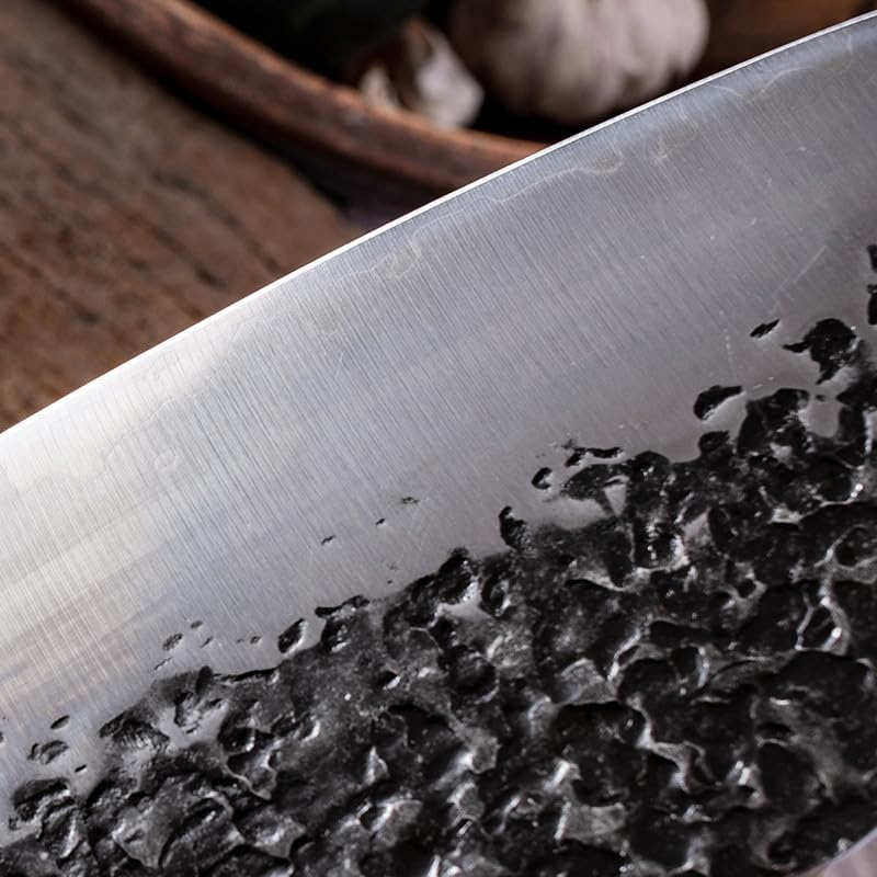 Meat Cleaver,Cleaver Knife 7 Inch Chinese Chef Knife 9Cr18MoV 3 Layers Clad Steel Slicing Cleaver Handmade Forged Kitchen Knives Cooking Tools