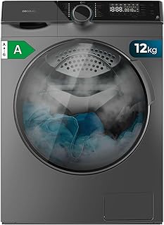 Cecotec Lave-linge 12 kg Chargement Frontal Bolero DressCode 121000 Steel. 1400 tr/min max réglables, 2000 W, certification WoolMark, moteur Inverter Plus, 14 programmes, Spa Care, départ différé.