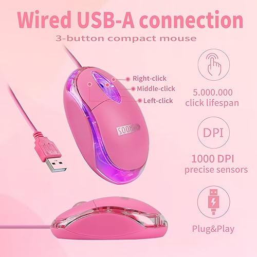 Miniatura 3 de SOONGO - Mouse ergonómico para computadora con cable de 4.9ft, mouse USB para computadora portátil y PC, mouse de escritorio compatible con Windows
