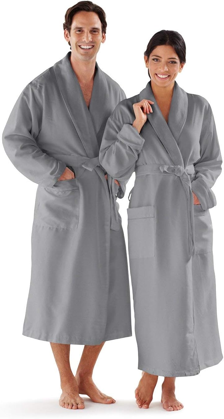 His and Her Robes Set for Couples, Grey Microfiber Bath