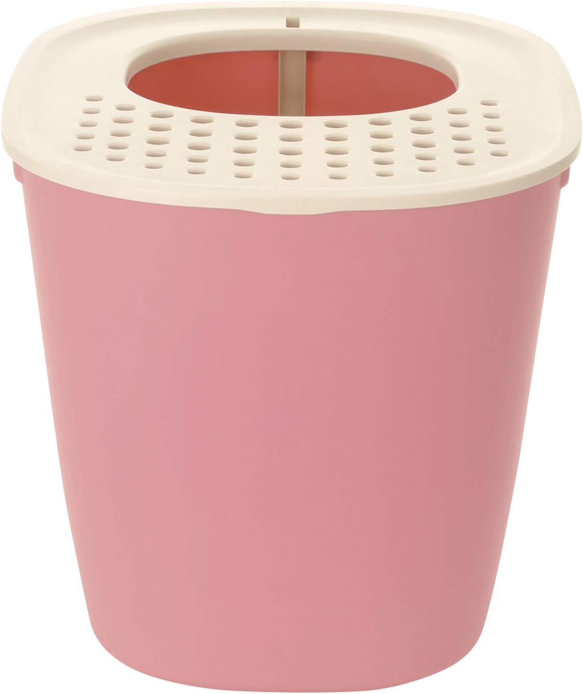 Richell PAW TRAX Top Entry Cat Litter Box, Hooded Cat Litter Pan, Enclosed Litter Box, Salmon Pink