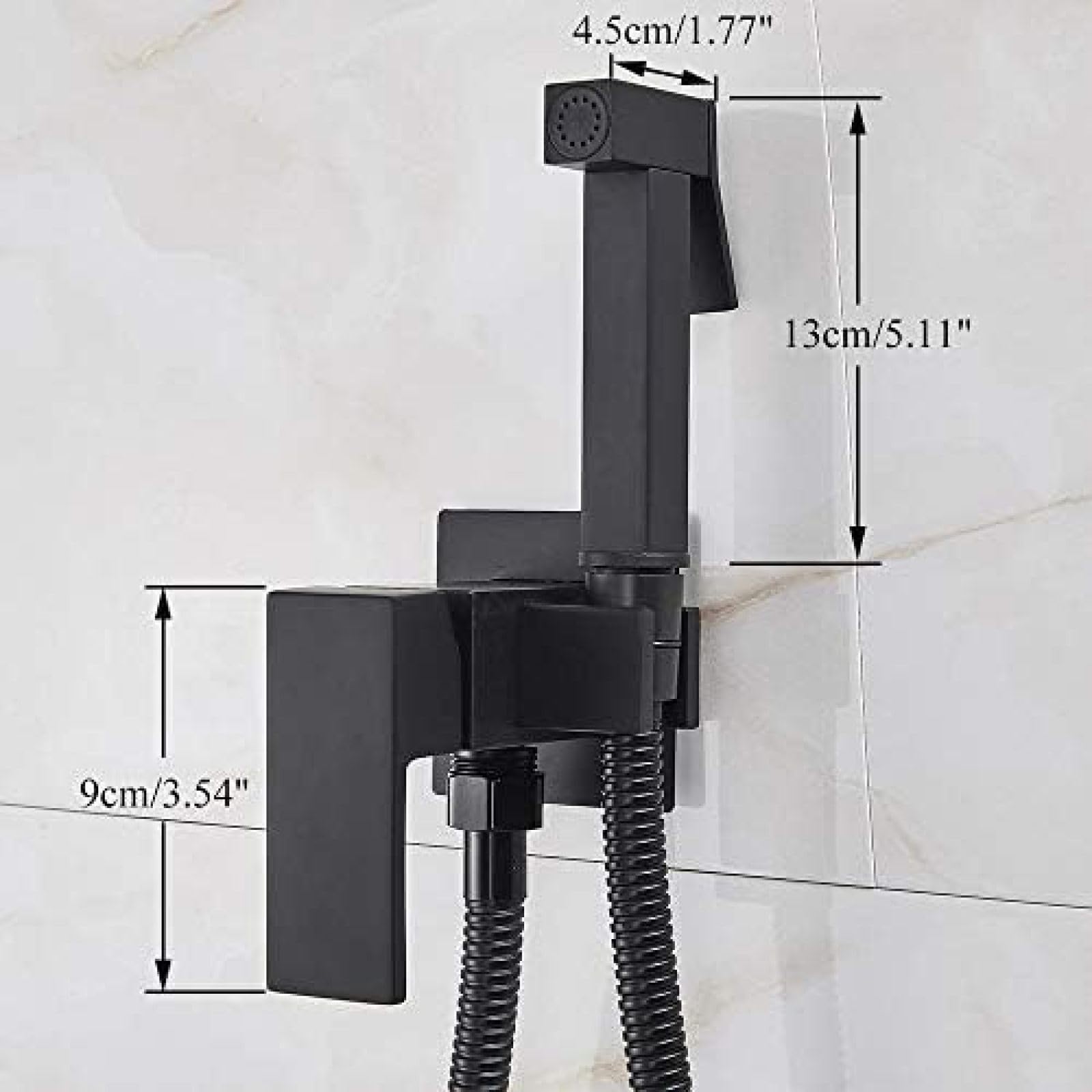LYGXWJFC Rubinetto per Bidet Rubinetto per Doccia in Ottone Miscelatore per Lavatrice Gru per Acqua Calda Fredda Spruzzatore Quadrato Rubinetti per WC-Nichel Spazzolato, Nichel Spazzolato(Nero Opaco)